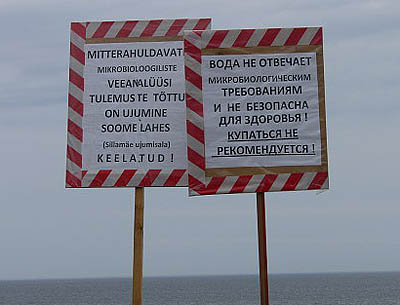 Такие таблички установлены на пляже в Силламяэ (Фото Алины Петропавловской, fontanka.ru)