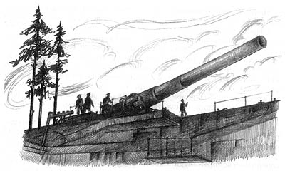 Все дни блокады огнем своих орудий форт «Красная горка» надежно прикрывал рубежи Ораниенбаумского плацдарма (Рис. В. Антонинова)
