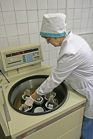 Центрифуга для приготовления компонентов крови.(Фото Юрия Шестернина)