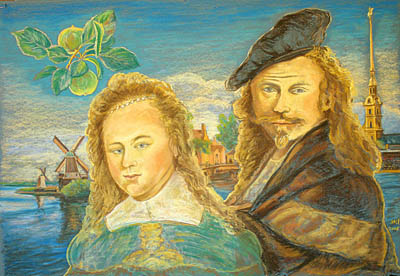  «Ленинградские яблоки в день рождения Рембрандта», 2006 г., пастель 