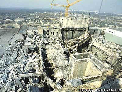 Чернобыль. Четвертый реактор ЧАЭС после взрыва 