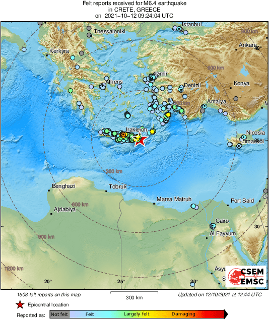 В Греции произошло мощное землетрясение на острове Крит