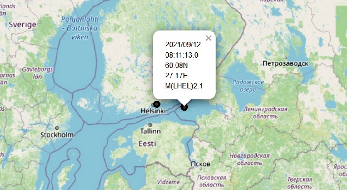 В центре Финского залива  зафиксирована серия сейсмособытий неясного происхождения
