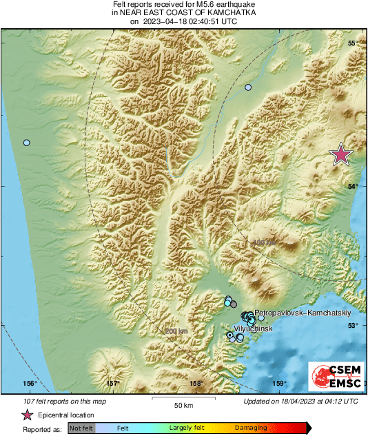 Карта камчатка землетрясения