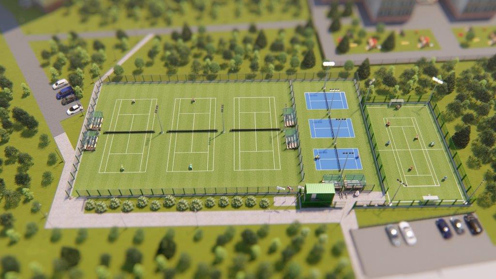 Эскиз. Теннисные корты в Сосновом Бору на старте большой реконструкции