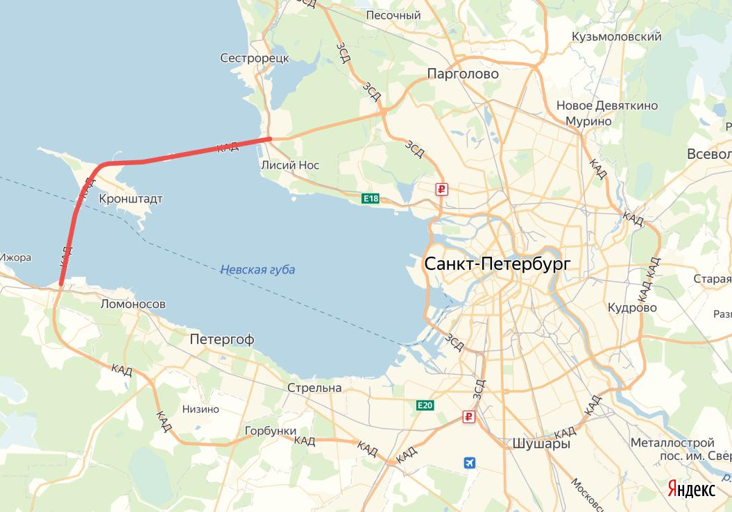 В День ВМФ полностью перекроют дамбу на КАДе