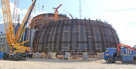 Ленинградская АЭС-2: начат  монтаж основания купола реактора
