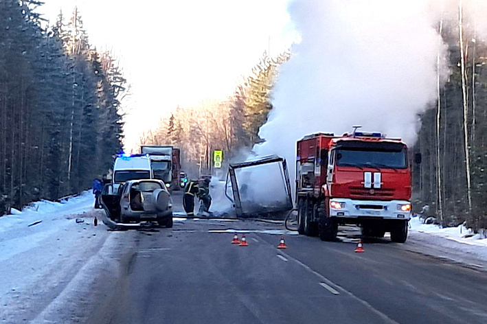 ДТП по дороге на Сосновый Бор: водителя доставали из пылающего автомобиля