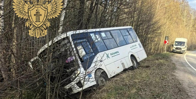 В Шепелево пассажирский автобус №401 съехал в кювет. Прокуратура проводит проверку