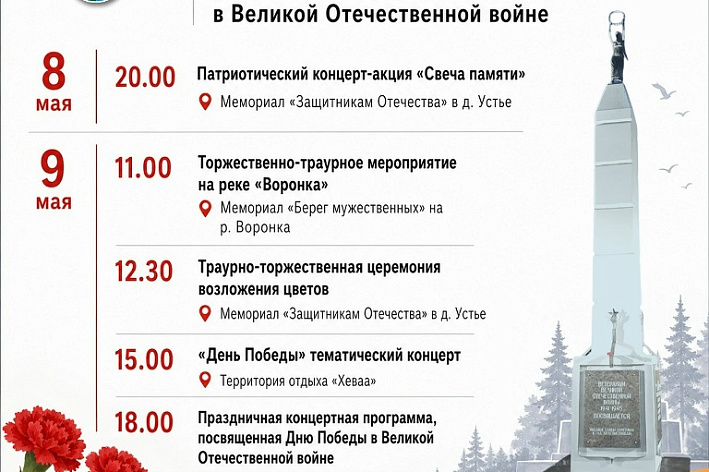 Программа мероприятий ко Дню Победы в Сосновом Бору в 2026 году